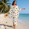 thumbnail image 3 of Xoenoiee Dog Paw Bone Heart Pattern Caftans for Women V-Neck Moomoo Dresses 70s Kaftan Dress Batwing Sleeve Bikini Cover up Lightweight Loungewear Maxi Dress, 3 of 7