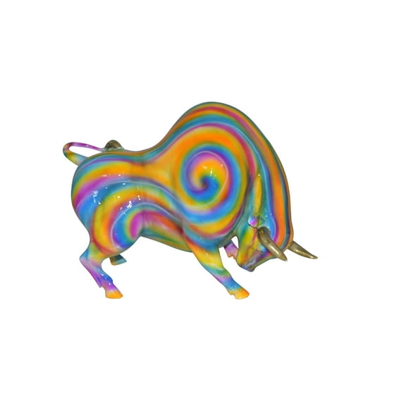 Nifao Fat Modern Bull Bronze Statue – Home Decor Sculpture, 16"L x 7"W x 12"H