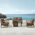 thumbnail image 2 of MBY 4-Seat Aluminum Patio Furniture Set with 45,000 BTU Propane Fire Pit Table and Glass Wind Guard, Weather-Resistant for Garden, Pool or Balcony-Brown, 2 of 11