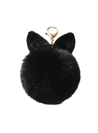 1 Fluffy Key Chain Ring Pom Pom Fur Faux Puff Balls Charm Handbag Tassel  Hook !!