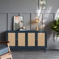 thumbnail image 2 of Gzxs Kitchen Buffet Cabinet with Rattan Decorated Doors, 4 Doors Accent Sideboard, Coffee Bar Cupboard Console Cabinet for Dining Room, Kitchen, Hallway, Antique Navy, 2 of 9