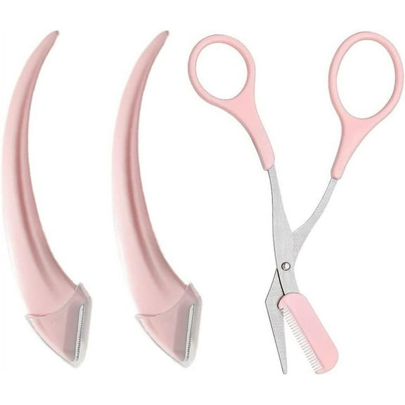 3 Pcs Eyebrow Shaping Tool Set Eyebrow Trimmer Tool with Comb Professional Eyebrow Trimming Tool for Girl Man Woman (Pink)