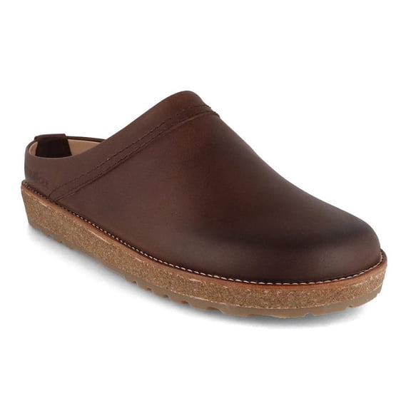 HAFLINGER Men Women Leather Clogs 'Travel Classic', dark brown