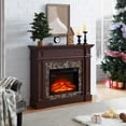 thumbnail image 4 of 45" Electric Fireplace Mantel Wooden Surround Firebox, TV Stand Freestanding Electric Fireplace Heater with 23" Fireplace Insert, Adjustable LED Flame and Remote Control, 1400 W, Cherry, 4 of 10