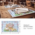 thumbnail image 3 of Placemats Set of 6, Easter Bunny Woven Placemat, Linen Place Mats for Kitchen/Dining Tables, Spring Easter Eggs Floral Blue Check Washable Table Mats for Party, 3 of 8