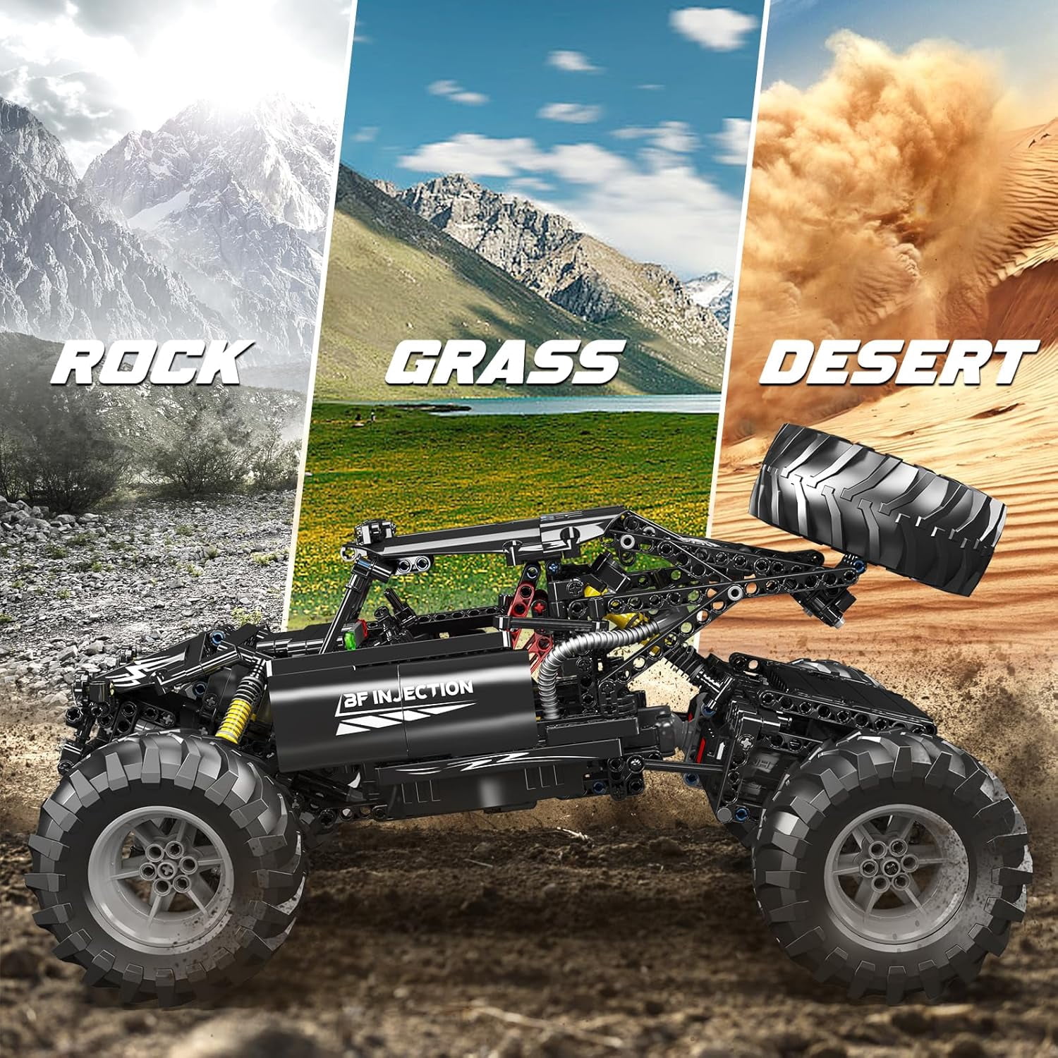 Ylutex RC Off-Road Building Car Building Block Kit, 1016 Pieces Building Blocks Climbing Car Model with Motors