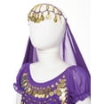 thumbnail image 4 of Alvivi Kids Girls Belly Dance Performance Halloween Costume Crop Tops Pants Hip Scarf Headscarf Set Dark Purple 3-5, 4 of 7