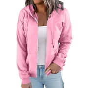 Bmisegm Womens Daily Long Casual Down for Womens Pocket Hooded Sweatshirts Pullover Sleeve on V Drawstring Hoodies Neck Women's Hoodies & Sweatshirts Sweatshirt for Women Pink XL