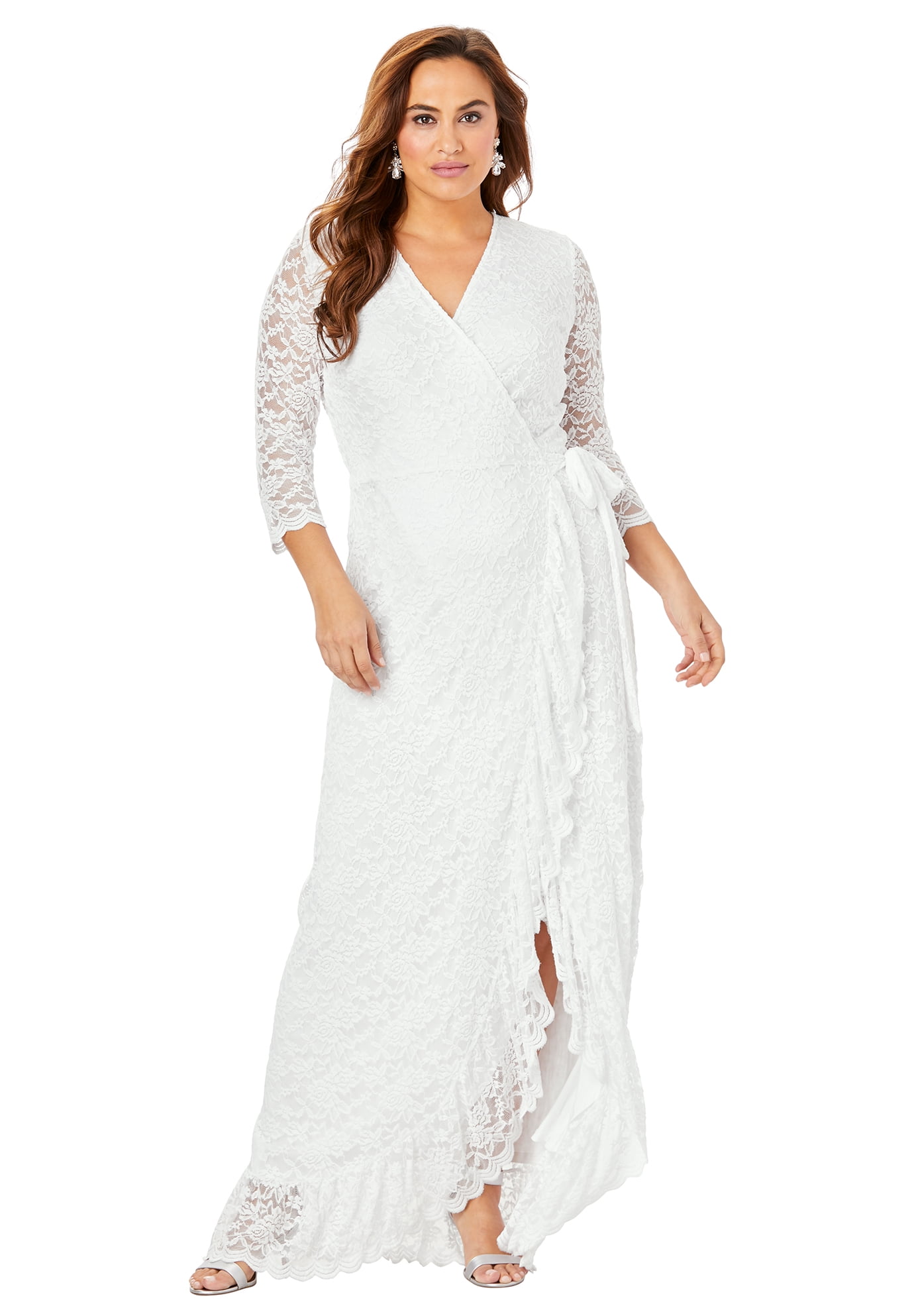 white formal wrap dress