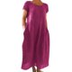 thumbnail image 2 of Vestido informal de mujer, de manga corta, cuello redondo, holgado y con bolsillos, en color liso., 2 of 5