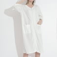 thumbnail image 5 of Defitshape Women's Waffle Robe Lightweight Zip Up Bathrobe Zipper Housecoat Duster Robe Casual House Coat Nightgown 3/4 Sleeve Housedress Side Split Pockets White Large, 5 of 5
