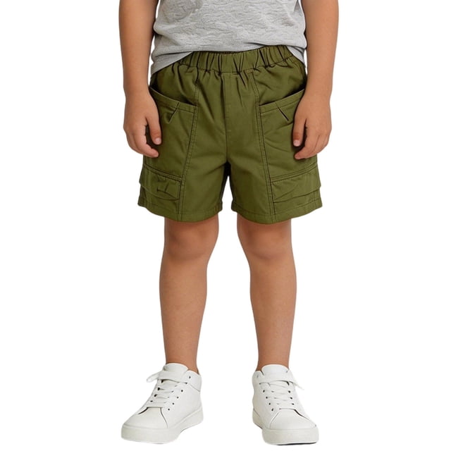 Zpanxa Girls Cargo Shorts Nylon Spandex Solid Color Workwear Style with Pockets Lightweight Loose Fit 3 Years