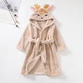thumbnail image 2 of NOLDARES Boys Girls Fleece Hooded Robes, Warm Printed Bath Robe for Kids Soft Fuzzy Bathrobe for Gifts(H322-Khaki), 2 of 9