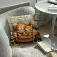 thumbnail image 6 of Decorative Pillow Sham Linen Square Unique Printed Lovely Cat Pattern Throw Pillow Case Cushion Cover 18 X 18 Inches, 6 of 6