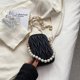 thumbnail image 3 of Bolso cruzado de moda acolchado para mujer con cadena de perlas y hombro para teléfono (negro), 3 of 8