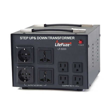 LiteFuze LT-5000 5000 Watt Voltage Converter Transformer - Step Up/Down - 110V/220V - Circuit Breaker (Best Step Up Transformer)