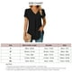 thumbnail image 3 of Blusas de gasa elegantes de verano para mujer, cuello en V, manga corta de pétalo, camisetas básicas plisadas informales, negro XXL, 3 of 3