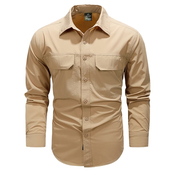 Camisa de manga larga para hombre con ventilación trasera, chaqueta para exteriores - Nailon/Spandex (M-XXXXL)