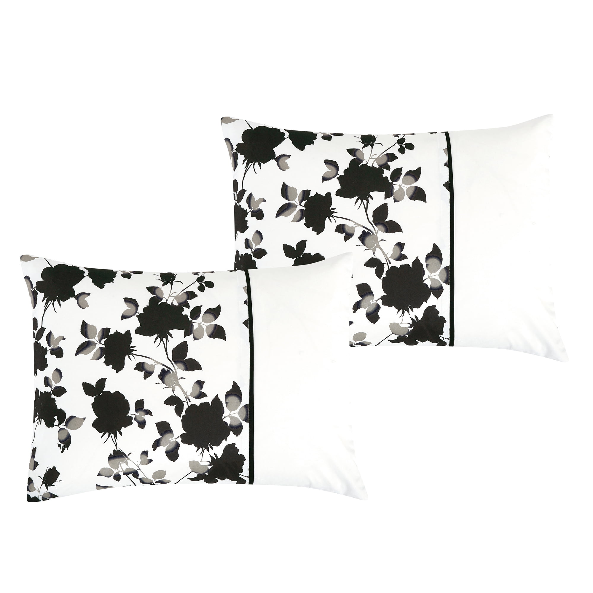 EvJk 7-Piece Comforter Set in Black Leaf & Embroidered Design - Queen Size Bedding Luxuriously Soft, Fashionable Bedding with Decorative Pillows for Elegant Bedroom Styling.