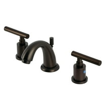 Kingston Brass KB8915CML Manhattan Two-Handle 3-Hole Deck Mount Widespread Bathroom Faucet with Pop-Up Drain in Oil Rubbed Bronze
