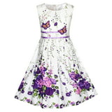 Girls Dress Purple Butterfly Flower Sundress Party 6 - Walmart.com