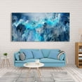thumbnail image 3 of HFDF Large Canvas Wall Art Modern Abstract Art Paintings Navy Blue and Grey Graffiti Like a Raining Lake SceneArtwork Pictures for Living Room Bedroom Hallway Wall Decorin 16x12inch Framed, 3 of 5