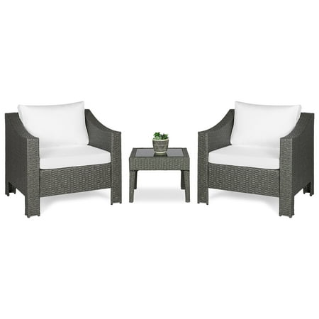 Toronto Restaurants Best Patio Best Choice Products Set of 2 Outdoor Patio Wicker Club Patio Accent Chairs w/ Side Table, Gray ()