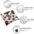 thumbnail image 6 of FACANNAP Brown Coffee Bean Print White Silk Pillow Case for Hair and Skin Queen Block Print Satin Pillowcase with Zipper Cooling Sleep Throw Pillow Covers Standard Body Pillow Pover 18x18in, 6 of 7