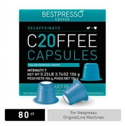 Bestpresso Coffee for Nespresso OriginalLine Machine 80 pods Certified Genuine Espresso Decaffeinato Blend(Medium