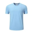 thumbnail image 2 of DPTALR Men's Solid Color Loose Sports T-Shirt,Breathable Round Neck Short Sleeve Casual Style,Light Blue, L, 2 of 9