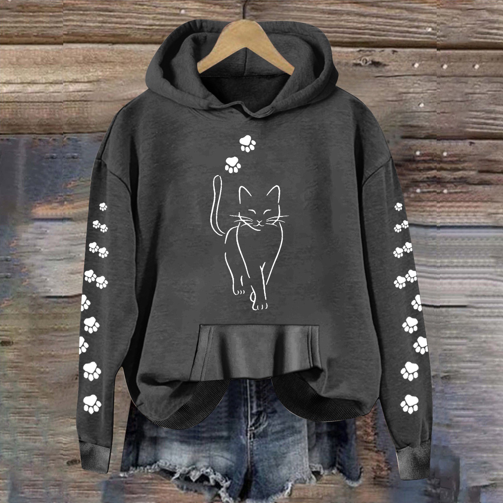 Wyzesi Sweatshirts Sets Women Casual Cute Cat Graphic Printed