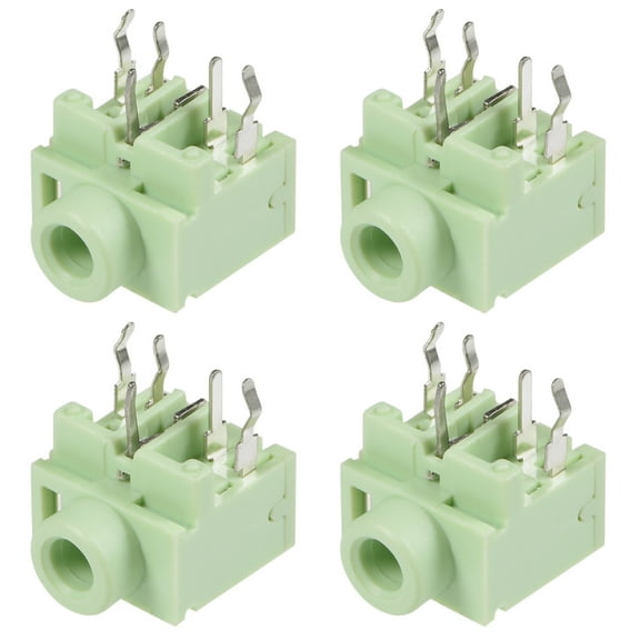 4Pcs PCB Mount 3.5mm 5 Pin Socket Stereo Jack Audio Video Connector Green PJ317