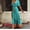 Green, variant on asdoklhq Holiday Dresses for Women 2025 Women's Fashion Casual-Neck Solid Color Short Sleevel Waist Up Dress Dress Blue XL