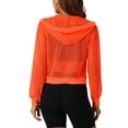 thumbnail image 3 of INSPIRE CHIC Ribbed Cuffs Jacket for Women Hoodie Mesh Bomber Jacket L Orange, 3 of 6