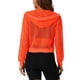 thumbnail image 3 of Chaqueta con puños acanalados INSPIRE CHIC para mujeres, sudadera con capucha, chaqueta bomber de malla, XS, naranja, 3 of 6