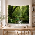 thumbnail image 5 of Turquoise River with Waterfalls in Misty Jungle, Calming Digital Art for Nature Lovers, Lush Green Wall Decor, Housewarming Gift, Tapestry Wall Hanging for Bedroom and Living Room, 5 of 7