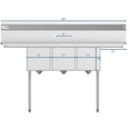 thumbnail image 5 of Koolmore 12x16x10 3-Compartment Stainless Steel Kitchen Sink in Silver, 5 of 6