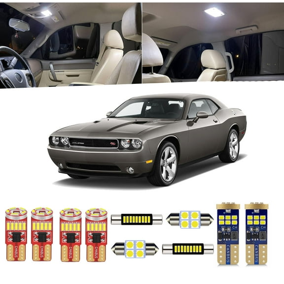 12 Piece Interior LED Lights Kit for Dodge Challenger 2009 2010 2011 2012 2013 2014 Interior LED Light Bulbs Package   Install Tool