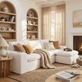 thumbnail image 6 of Dreamzie 107" Sectional Sofa,L-shaped Sectional Sofa Comfy Cloud Couch with Pillows, 4 Seater Modular Sectional Sofa, Warm White, 6 of 7