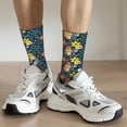 thumbnail image 6 of KLL Blue Floral Print Cool Socks Men's Women's Crew Socks Funny Crazy Novelty Stockings, 6 of 6
