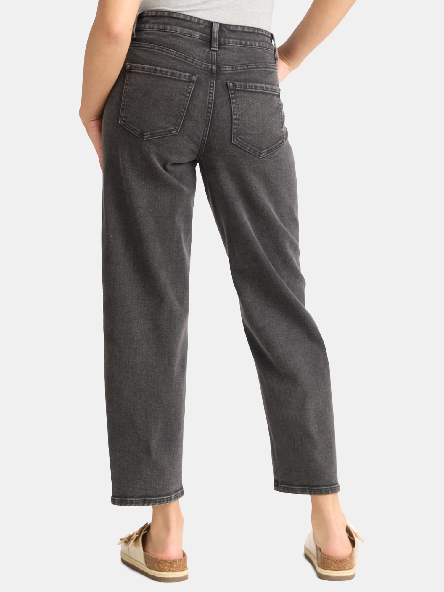 Time and Tru Women's High Rise Barrel Jeans, 26.5" Inseam, Sizes 0-20
