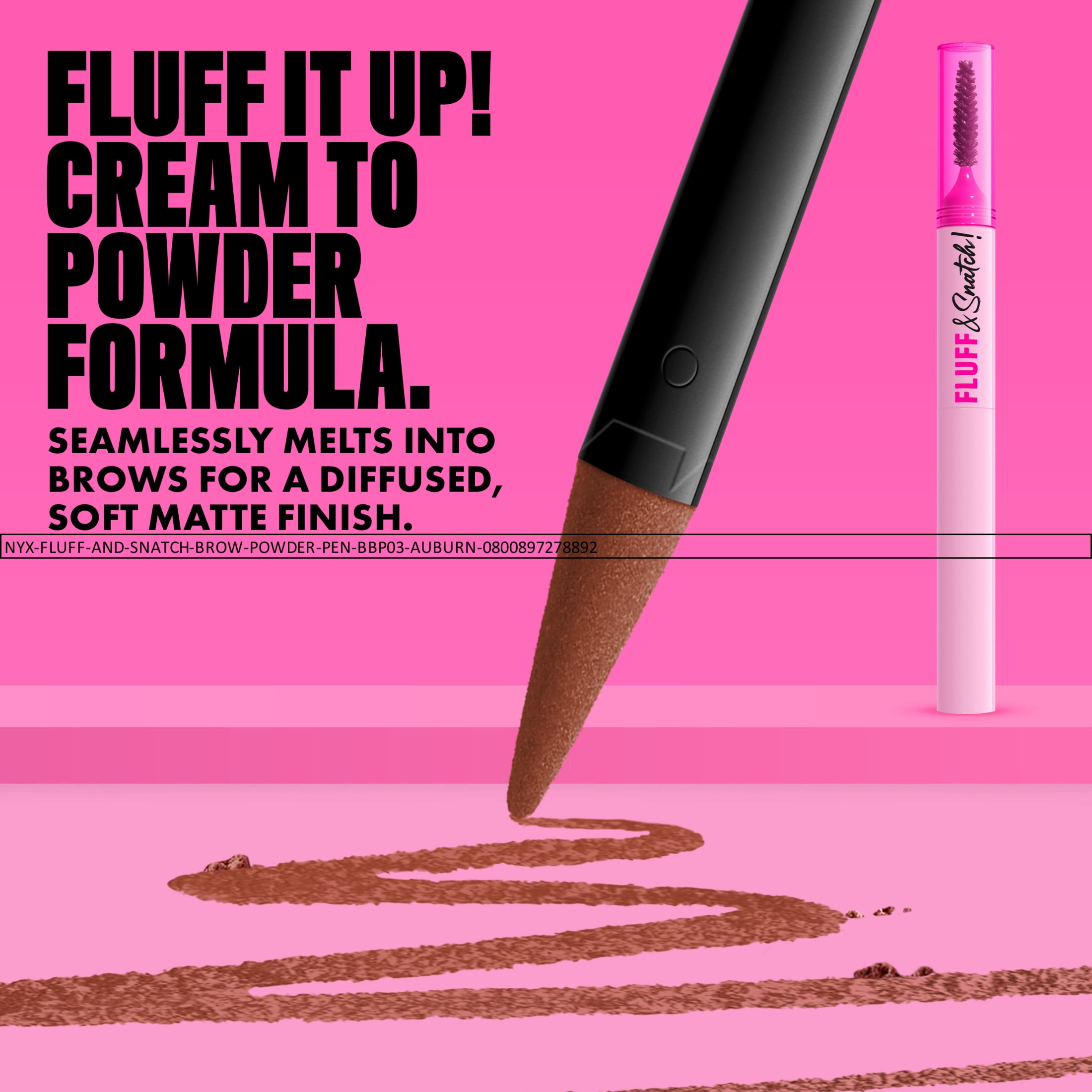 NYX Professional Makeup Fluff & Snatch Eyebrow Pencil, Eyebrow Powder Pen, Auburn, 0.04 oz