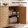 thumbnail image 4 of AFO 59" Fluted Sideboard Buffet Cabinet with Storage, Modern Wood Buffet Table with 4 3D-Checkerboard Doors & Adjustable Shelves, Mid-Century Bar Cabinet for Kitchen Living Room, Natural Wood, 4 of 9