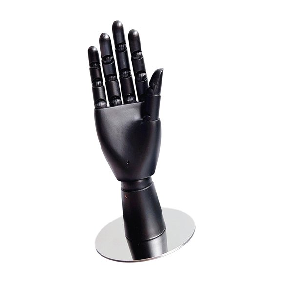 yuksok Wooden Manikin Hand with Movable Fingers, Easy to Carry, Flexible, Decorative 10 Black