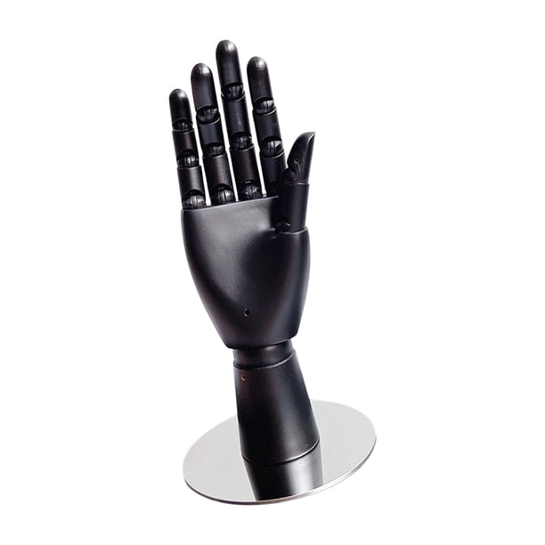 Mano de maniquí de 10 pulgadas con dedos articulados Mano de maniquí de madera para dibujar Negro