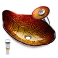 thumbnail image 1 of Aquaterior Tempered Glass Vessel Sink Transitional Style Leaf  Waterfall Faucet, 1 of 11