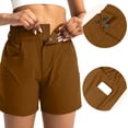 thumbnail image 7 of VEKDONE Women's Hiking Golf Shorts Summer High Waist Stretch Cargo Shorts Solid Color Button Zipper Multi Pockets Casual Shorts Brown S, 7 of 7