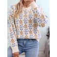 thumbnail image 6 of Female Long Sleeve Crewneck Sweater Fall Printed Cute Oversized Knitted Pullover Tops Trendy Clothes Apricot S, 6 of 9