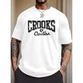 thumbnail image 2 of Crooks Graphic Men's Short Sleeve T-shirt, Comfy Stretchy Trendy Tees For Summer, Casual Daily Style Fashion Clothing, 2 of 8
