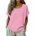 thumbnail image 3 of VBVC Women's Striped Short Sleeve Tunic Top,Ladies Crew Neck Casual Loose Fit Blouse,Lightweight Summer Shirts for Women,Pink,S-3XL, 3 of 7